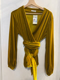 MAGLIA DONNA NARACAMICIE TGL IN VELLUTO GIALLO SENAPE C/CINTURA