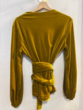 MAGLIA DONNA NARACAMICIE TGL IN VELLUTO GIALLO SENAPE C/CINTURA