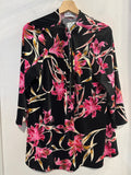 MAGLIA J.RIBHOFF TGL NERO A FIORI FUCSIA