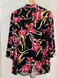 MAGLIA J.RIBHOFF TGL NERO A FIORI FUCSIA