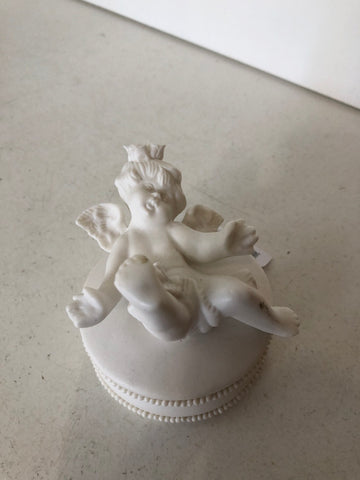 SCATOLA IN PORCELLANA SIA CON ANGELO H8XDIAMETRO5 CM