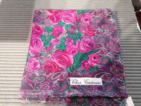 FOULARD IN LANA C.CENTINARO FUCSIA/VERDE VINTAGE