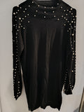 MAGLIONE LUCKYLU TG.M NERO C/PERLE