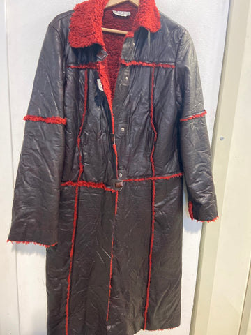 CAPPOTTO LUNGO NEF TG42 IN SIMILPELLE MARRONE/ROSSO