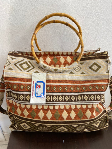 BORSA BAULETTO ETNICA C/MANICI LEGNO
