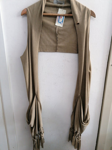 GILET F&EMME BEIGE IN RENNA C/FRANGE